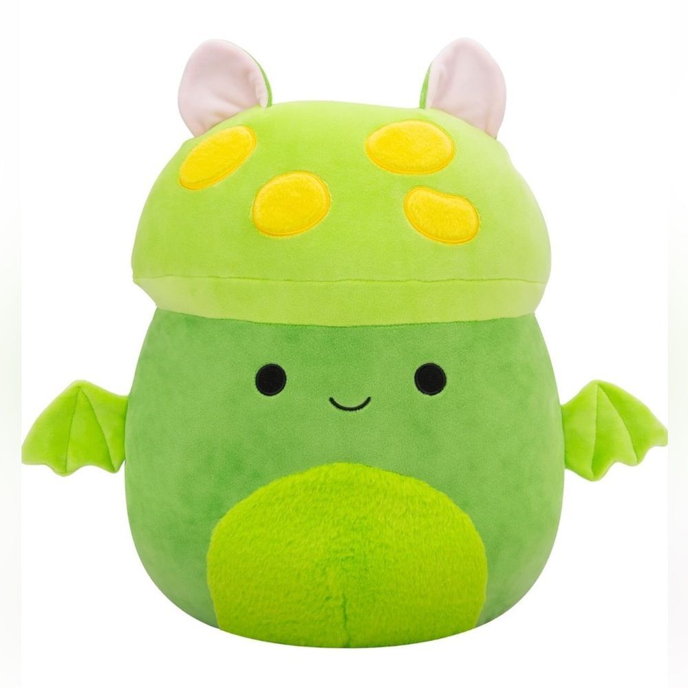 Squishmallows Original 14-Inch Earling Neon Green Mushroom Bat - NWT in Box!